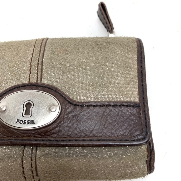FOSSIL Genuine Leather Wallet Tri-Fold Suede Cards - Picture 4 of 16